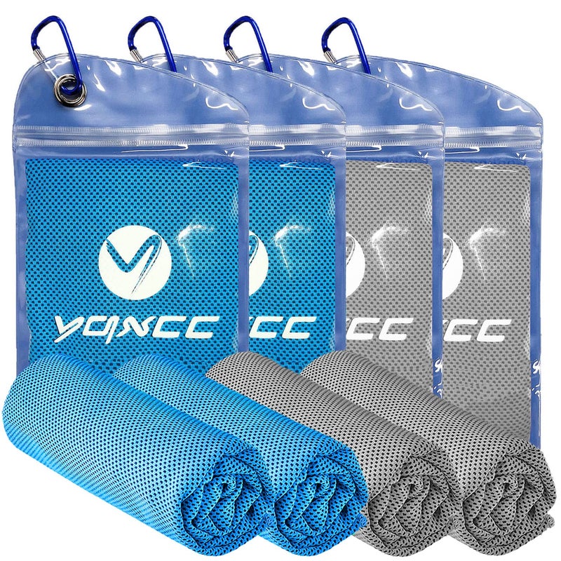 YQXCC مناديل تبريد YQXCC | عبوة 4 قطع 47"x12" | باردة مثل الثلج للرقبة | ميكروفايبر ناعمة وقابلة للتنفس | لليوغا، الرياضة، الجولف، الصالة الرياضية، التخييم، الجري، اللياقة البدنية، التمارين والمزيد من الأنشطة - Image 1
